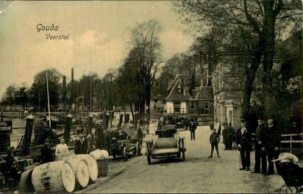 Gouda - Veerstal - zicht, Ophalen of Verzenden, Voor 1920, Gelopen, Zuid-Holland