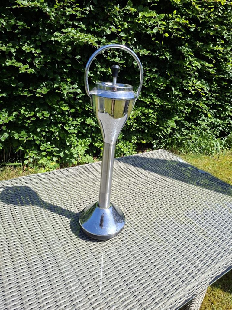Vintage staande asbak - Chroom, Ophalen of Verzenden, Gebruikt, Asbak