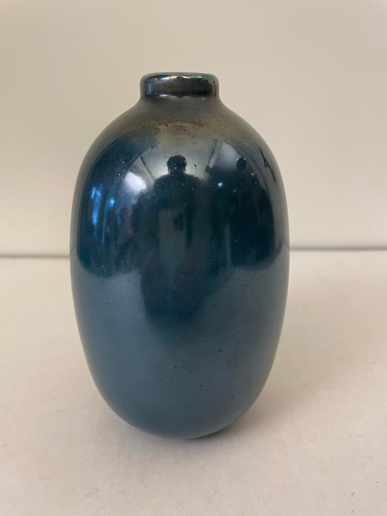 DOOS1 Vintage Royal Leerdam Stijl Glasobject Blauw Iriserend, Antiek en Kunst, Ophalen of Verzenden