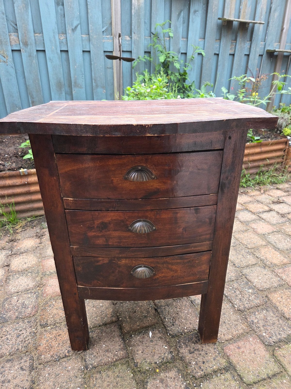 Oud houten kastje met 3 lades - 73x58x45 cm, Antiek en Kunst, Ophalen