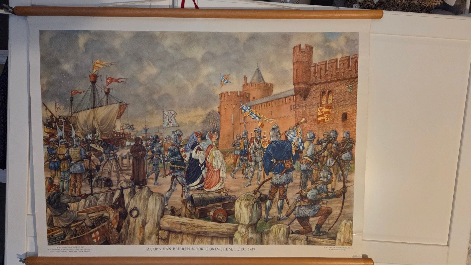 Oude schoolplaat Jacoba van Beieren voor Gorinchem, Ophalen of Verzenden, Geschiedenis