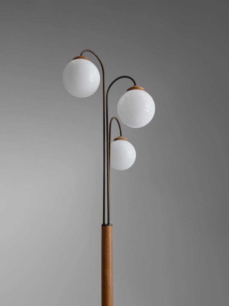 Vintage Space Age vloerlamp 3 glazen bollen jaren '60 / '70, Huis en Inrichting, Lampen | Vloerlampen, Gebruikt, Mid-century / Space age