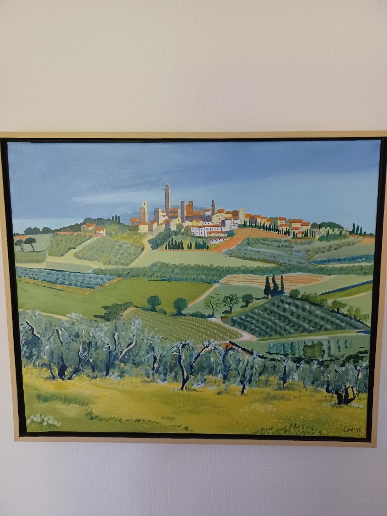 Schilderij met lijst, Ingelijst, Overige stijlen, Doek, Overige technieken