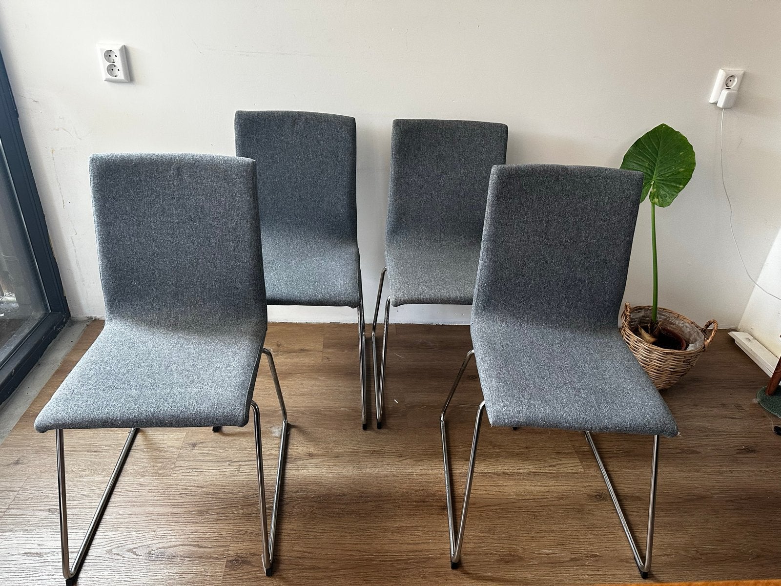 Set van 4 IKEA Volfgang stoelen - Grijs, Huis en Inrichting, Ophalen, Gebruikt, Vier, Metaal
