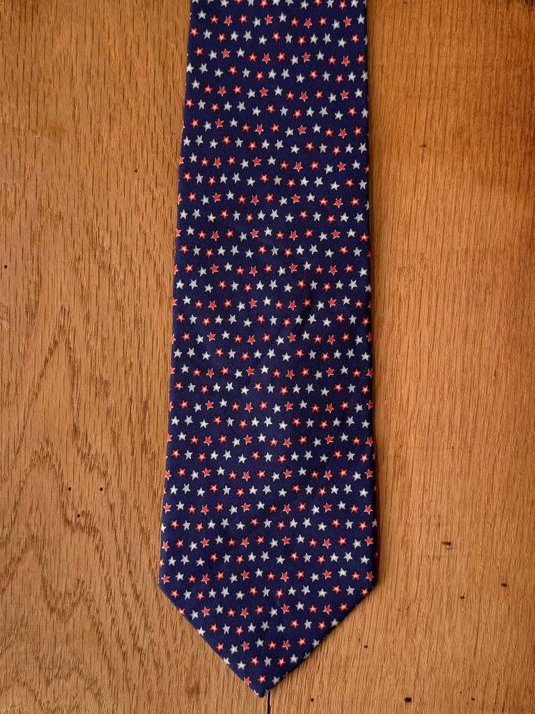 Salvatore Ferragamo Stropdas met Sterrenpatroon, Ophalen of Verzenden, Zo goed als nieuw, Blauw, Met patroon