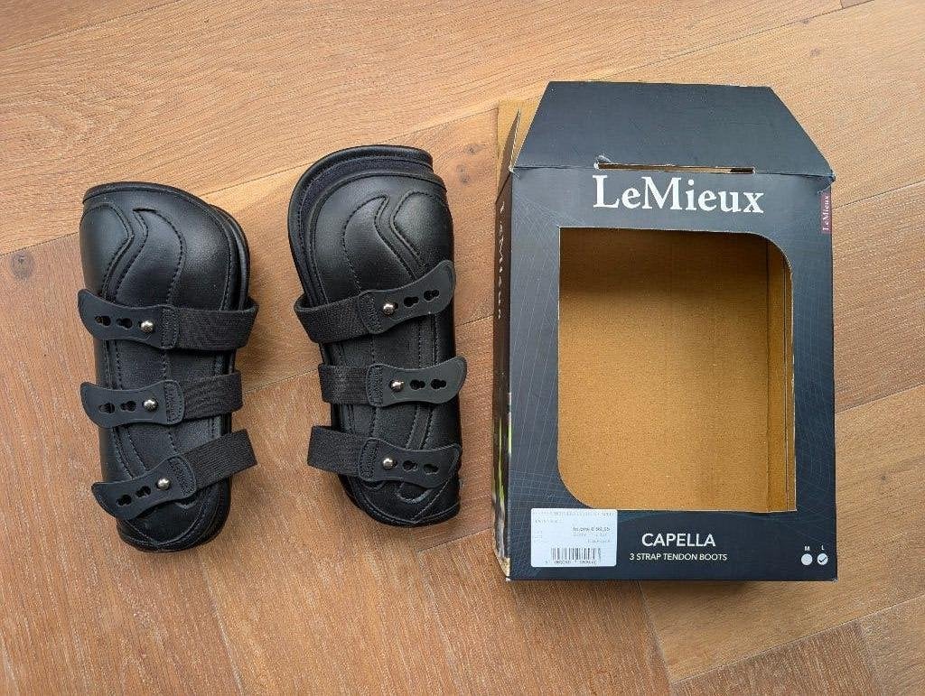 LeMieux Capella 3 Strap peesbeschermers – zwart – zgan, Verstelbaar, Lemieux, Zo goed als nieuw, Peesbeschermers