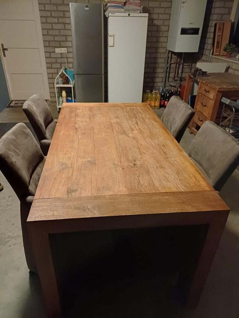Houten eethoek met 4 luxe stoelen - perfecte staat, Huis en Inrichting, Tafels | Eettafels, Ophalen, 100 tot 150 cm, Zo goed als nieuw