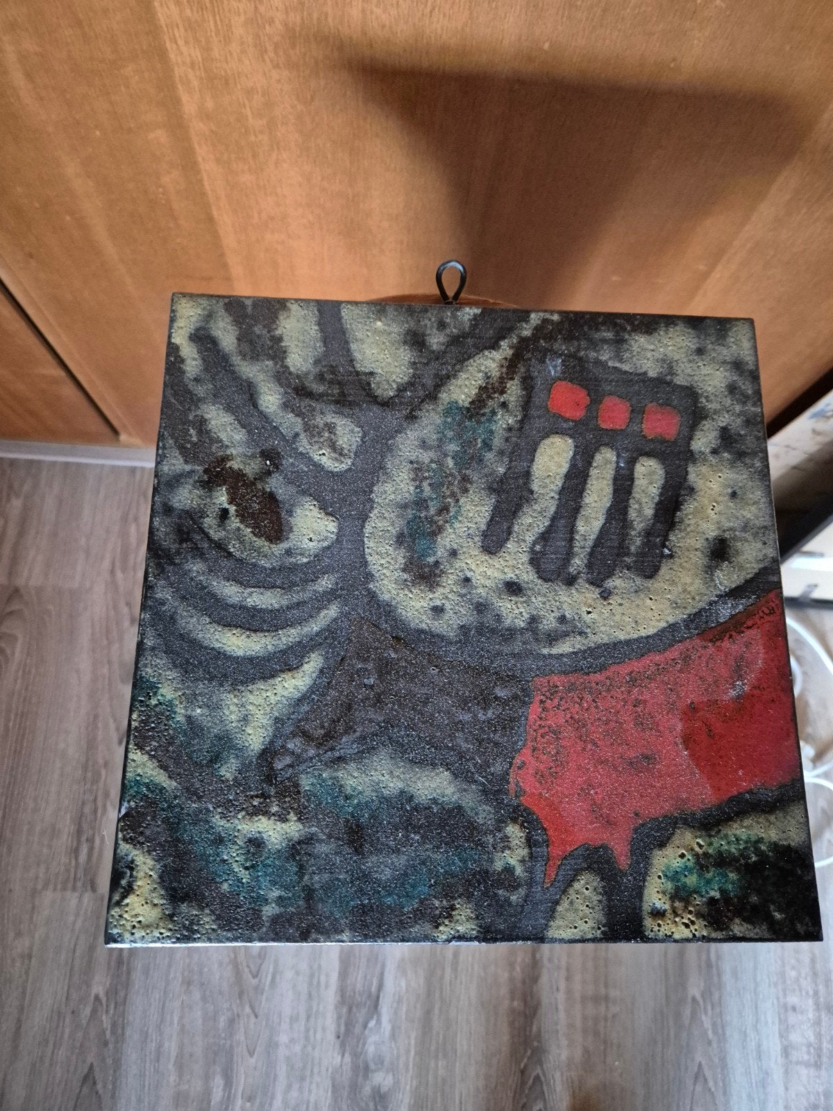 Abstract aardenwerk Kunstwerk 28x28 cm - Uniek en Handgeschi, Antiek en Kunst, Abstract, Handgeschilderd, Ophalen of Verzenden