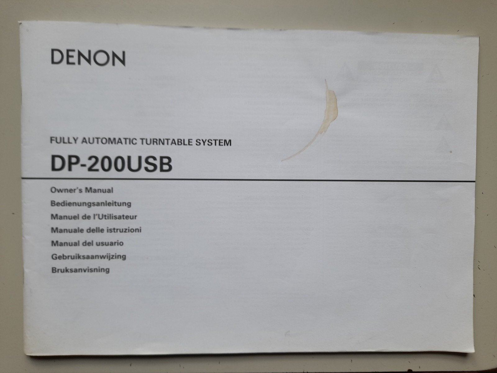 Gebruiksaanwijzing platenspeler Denon DP-200USB., Ophalen of Verzenden, Overige merken