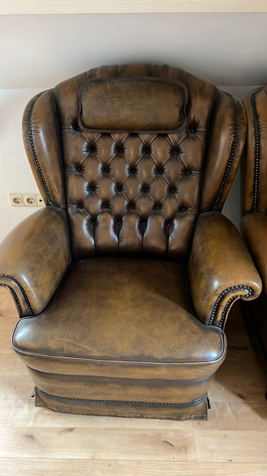 Chesterfield bankstel compleet als nieuw, Huis en Inrichting, Fauteuils, Ophalen, Zo goed als nieuw, 75 tot 100 cm