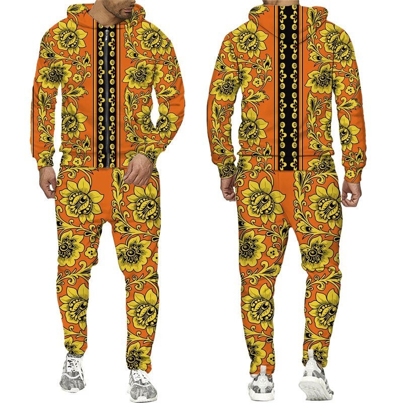 Heren barok joggingpak 10 oranje goud luxe trainingspak, Verzenden, Nieuw, Algemeen, Overige maten