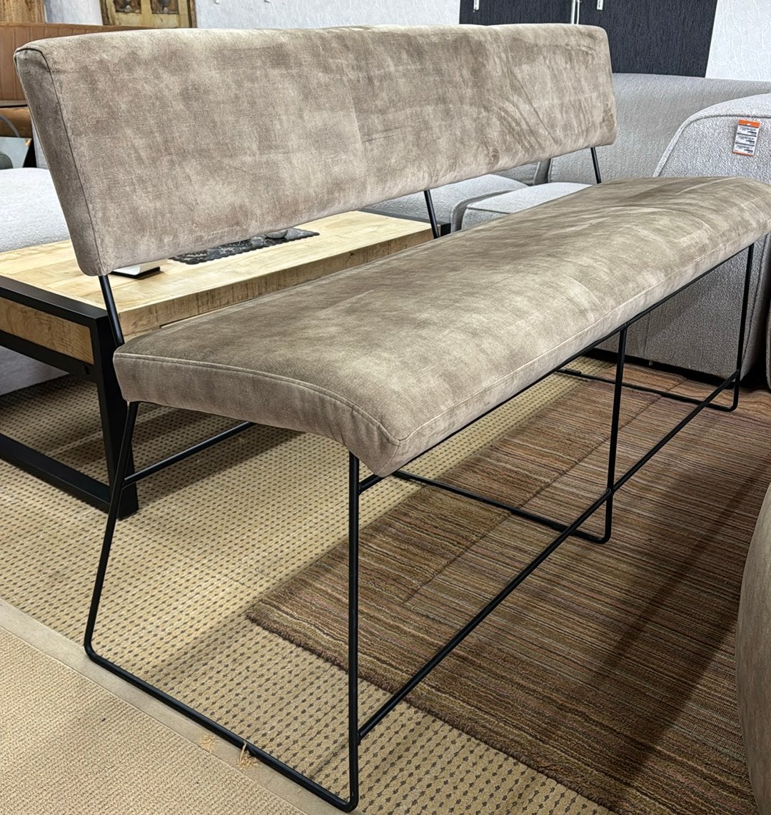 Olijfgroene velvet eetkamerbank modern design, Eetkamerbank, Minder dan 75 cm, 150 tot 200 cm, Kringloopehb41@ hotmail.com