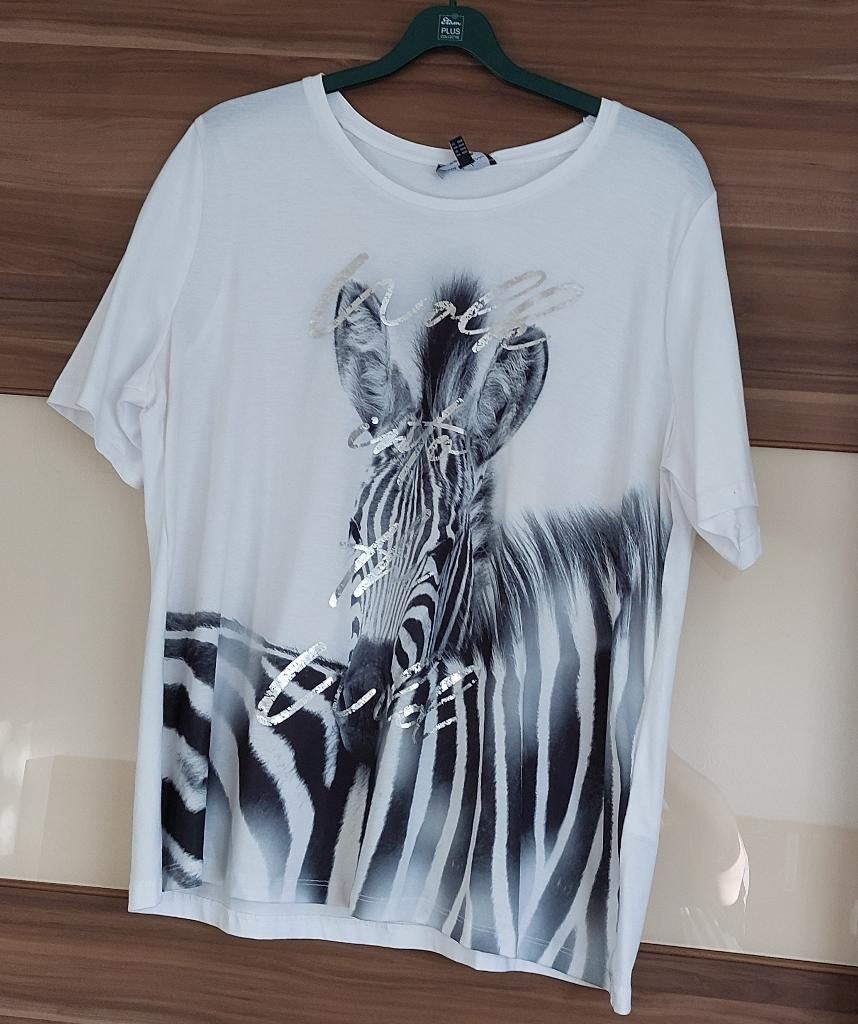 Wit shirt met Zebra, Wit, Nieuw, Ulla Popken, Shirt of Top