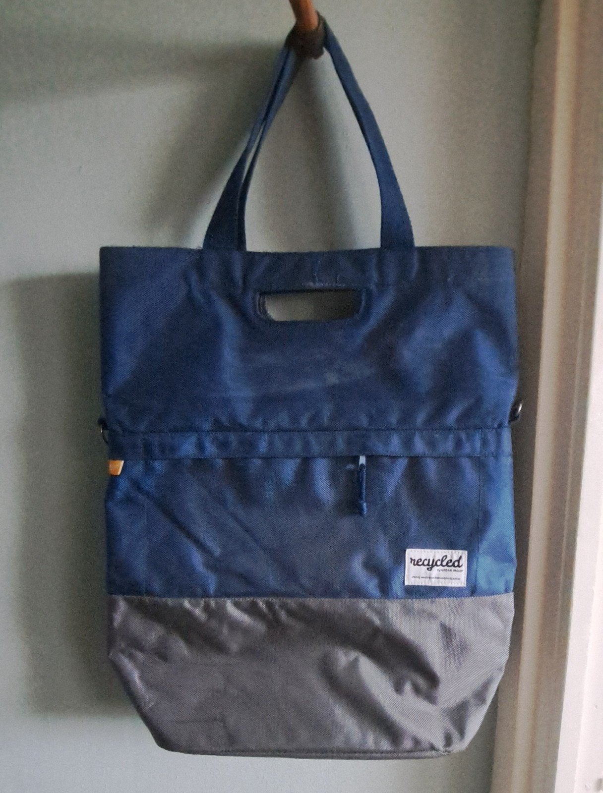 Blauwe en grijze gerecyclede tas/fietstas - Zo goed als nieu, Ophalen of Verzenden, Zo goed als nieuw, Blauw, Shopper