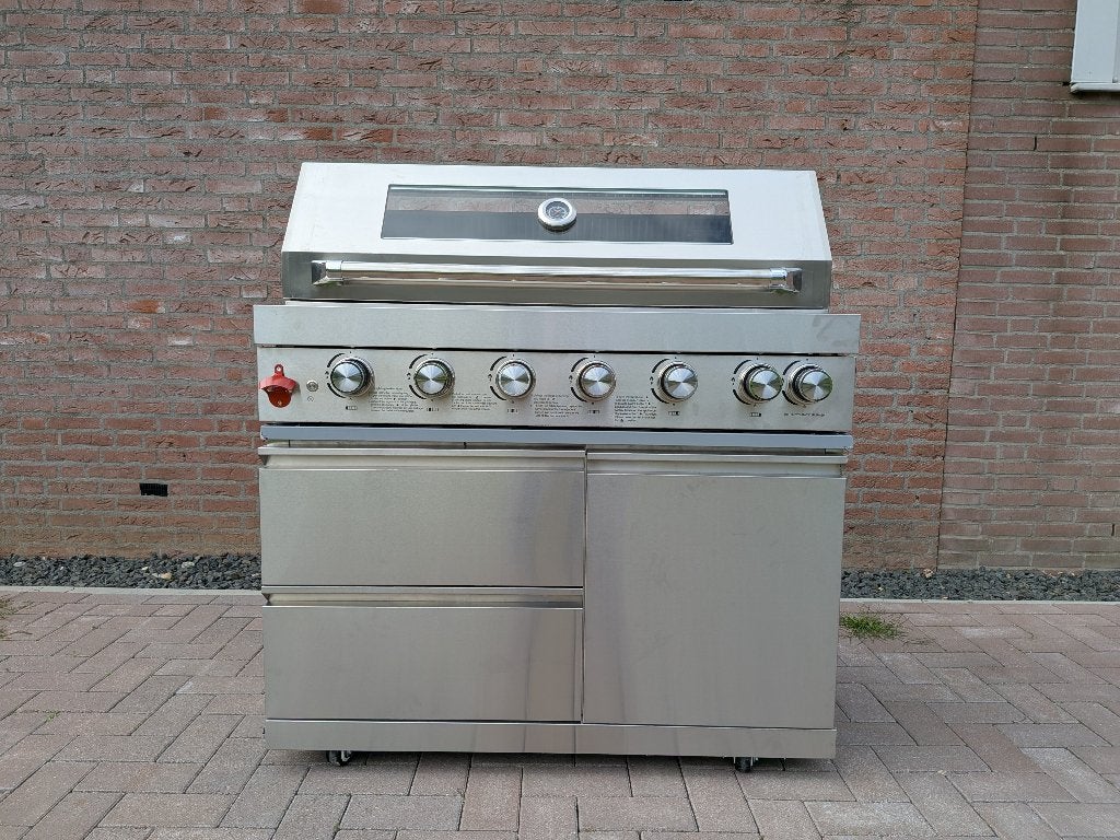 Vrijstaande gasbarbecue XL – 6 branders + infrarood – RVS304, Tuin en Terras, Ophalen, Nieuw, Red Dragon