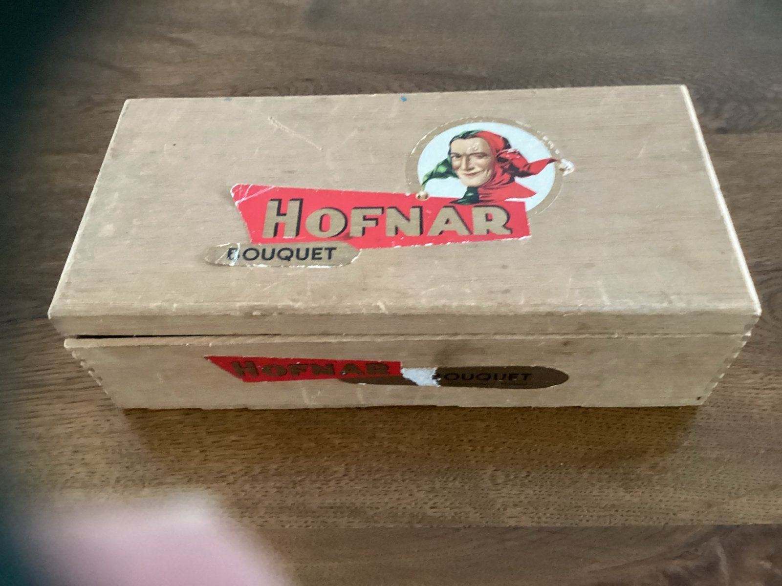 Oude houten Hofnar sigarendoos - Leeg, Ophalen