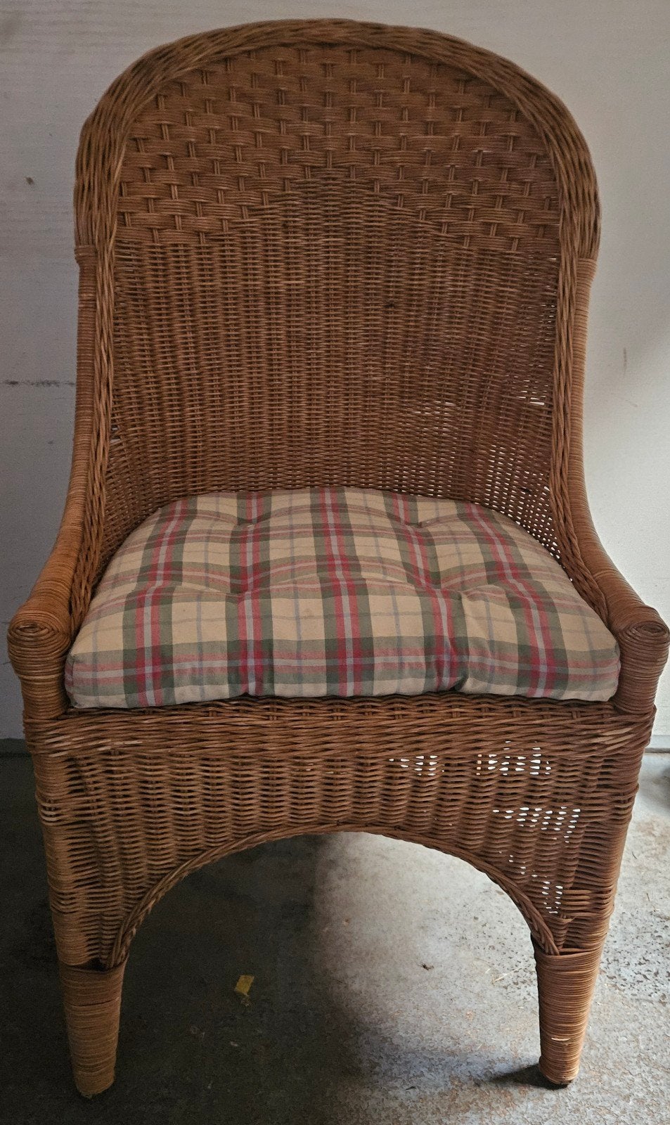 Set van 4 rieten stoelen met kussens, Huis en Inrichting, Ophalen, Gebruikt, Bruin, Vier