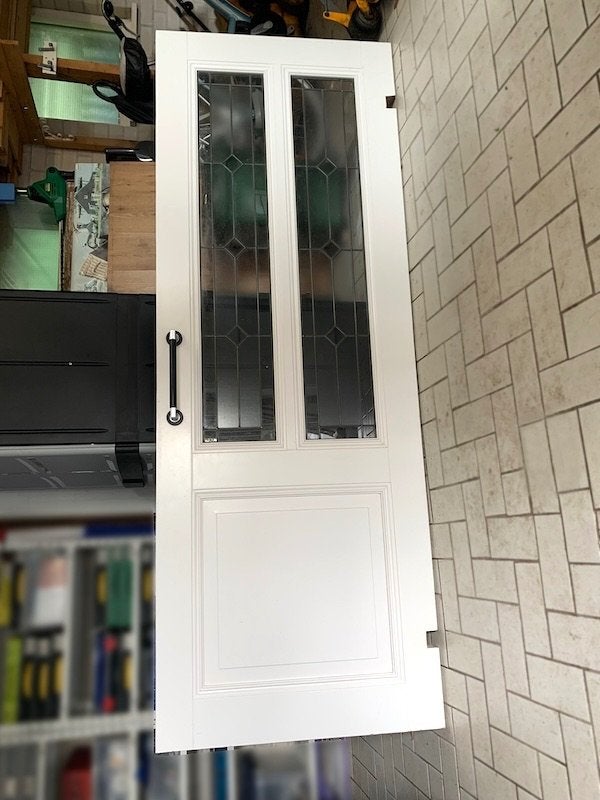 Glas-in-lood-deuren (2 stuks), Ophalen, Gebruikt, 80 tot 100 cm, 215 cm of meer