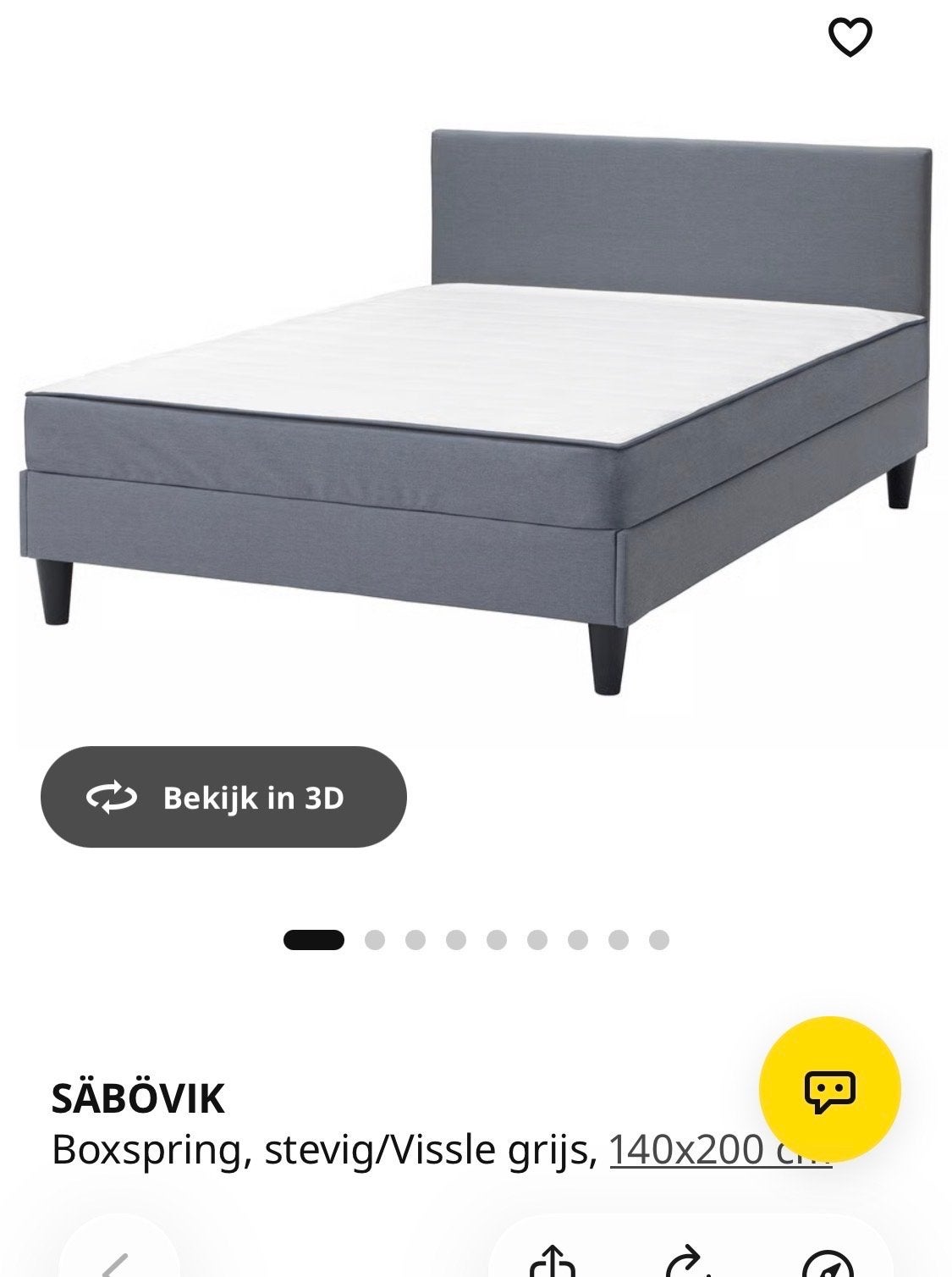 IKEA SÄBÖVIK Boxspring 140x200 cm zonder topper, Ophalen, Gebruikt, Tweepersoons, 140 cm