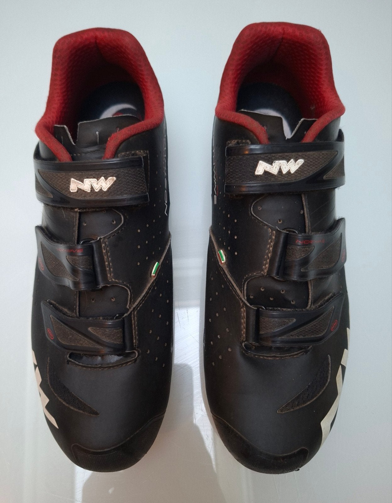 Northwave MTB schoenen maat 44 zwart rood klittenband, Heren, Schoenen, Ophalen of Verzenden, Zo goed als nieuw