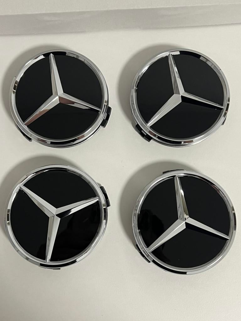 Mercedes Naafdoppen 75mm Set van 4 Velgdoppen centre cap AMG, Ophalen of Verzenden, Nieuw