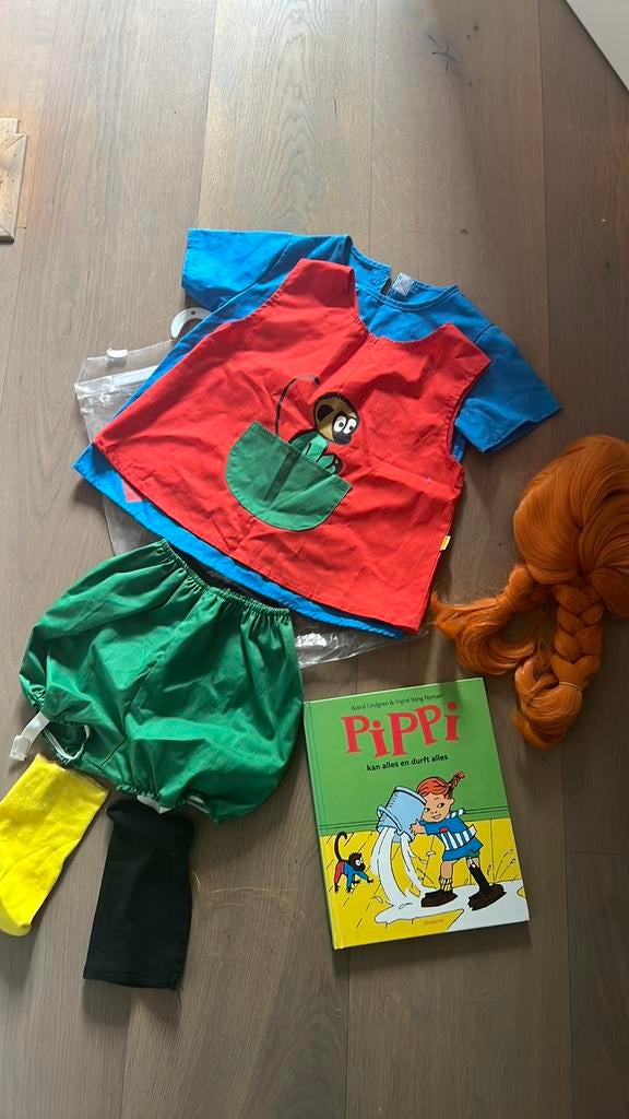 Pippi langkous boek en verkleedkleren maat 110-116, Kinderen en Baby's, Ophalen of Verzenden, Zo goed als nieuw, 110 t/m 116, Meisje