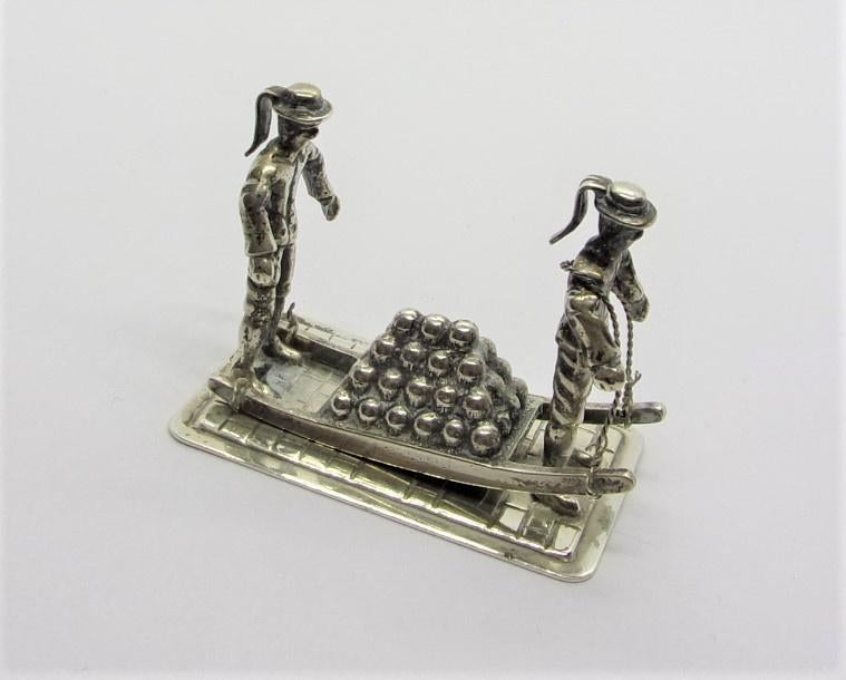 Zilveren miniatuur – Kaasdragers 40 x 23 mm Gemerkt, Antiek en Kunst, Ophalen of Verzenden