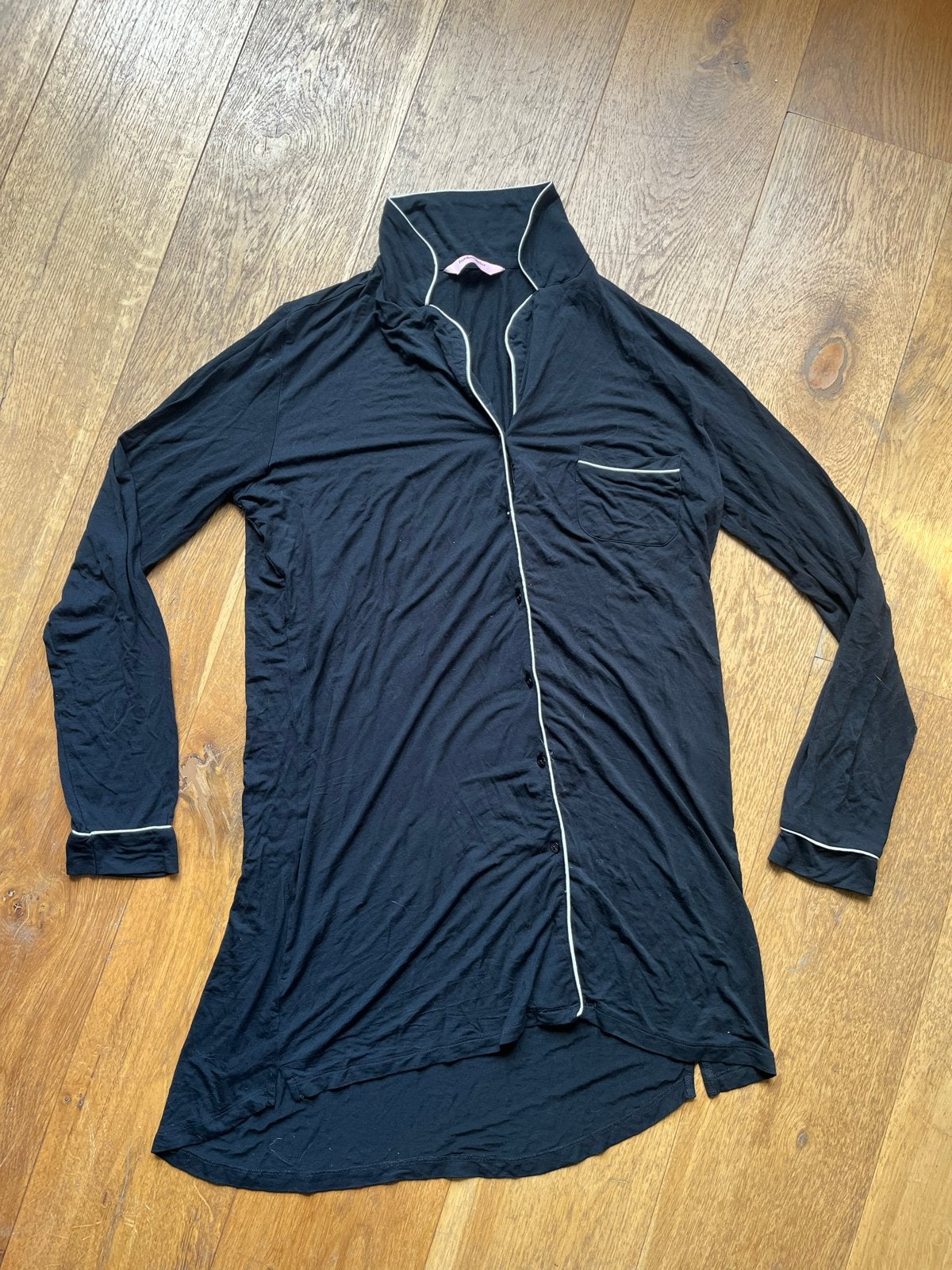 Hunkemöller Zwart/Wit Nachthemd met Lange Mouwen, Ophalen of Verzenden, Gedragen, Maat 42/44 (L)