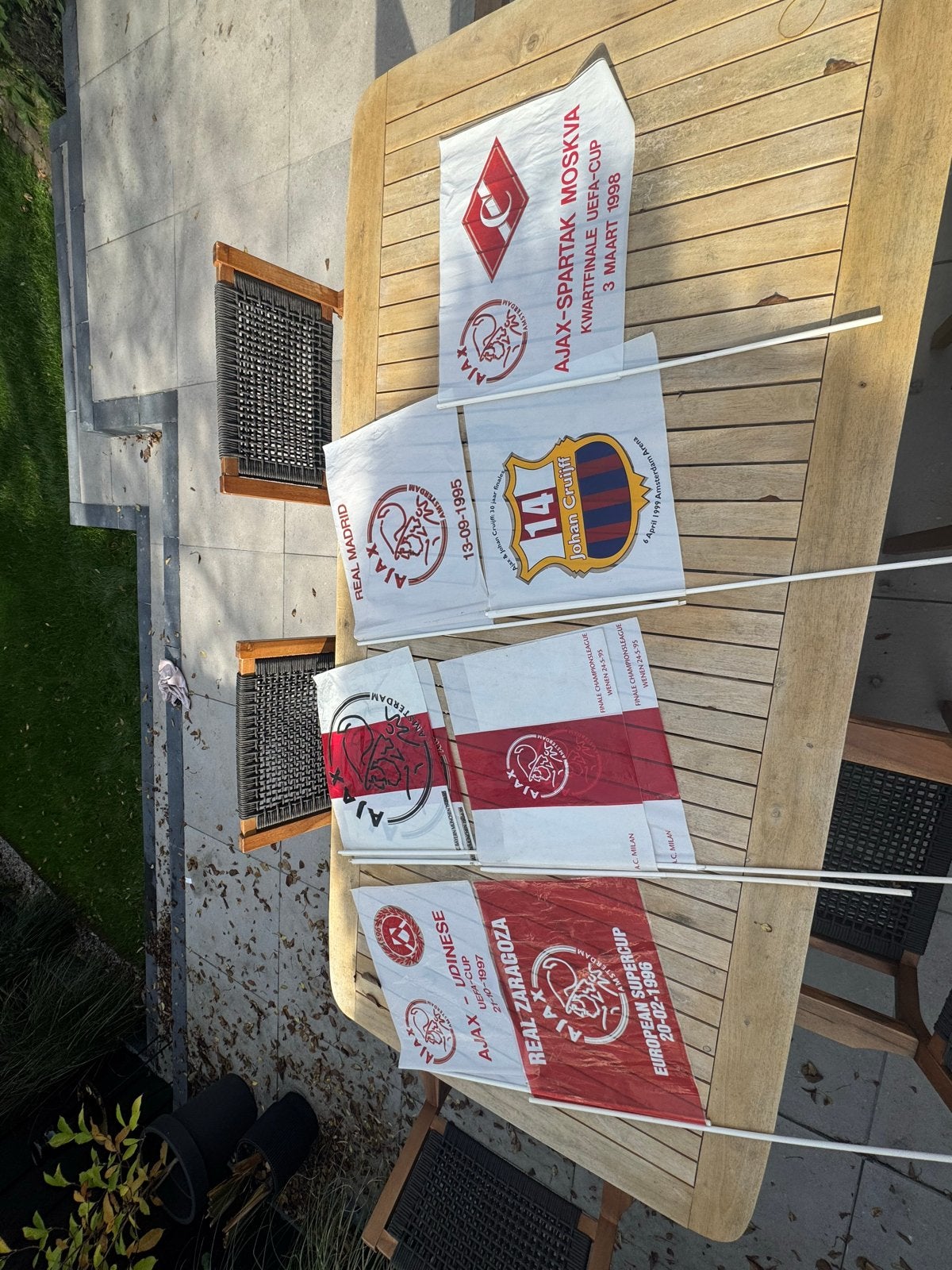 Ajax Vaantjes - Unieke Collectie van Historische Wedstrijden, Verzamelen, Ophalen of Verzenden, Gebruikt, Ajax, Vaantje of Sjaal