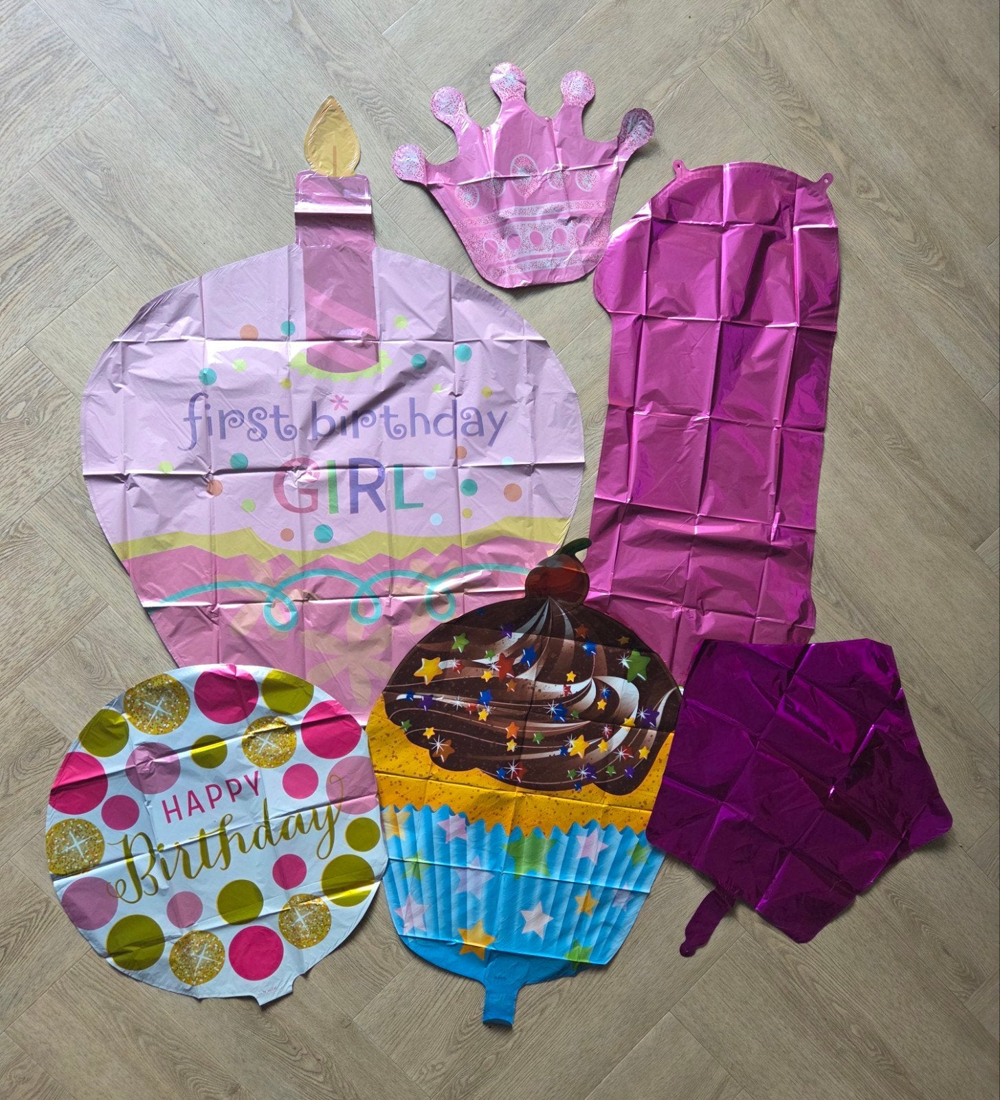 1e verjaardag voor een meisje * set van 6 folie ballonnen, Verzenden, Nieuw, Versiering, Verjaardag