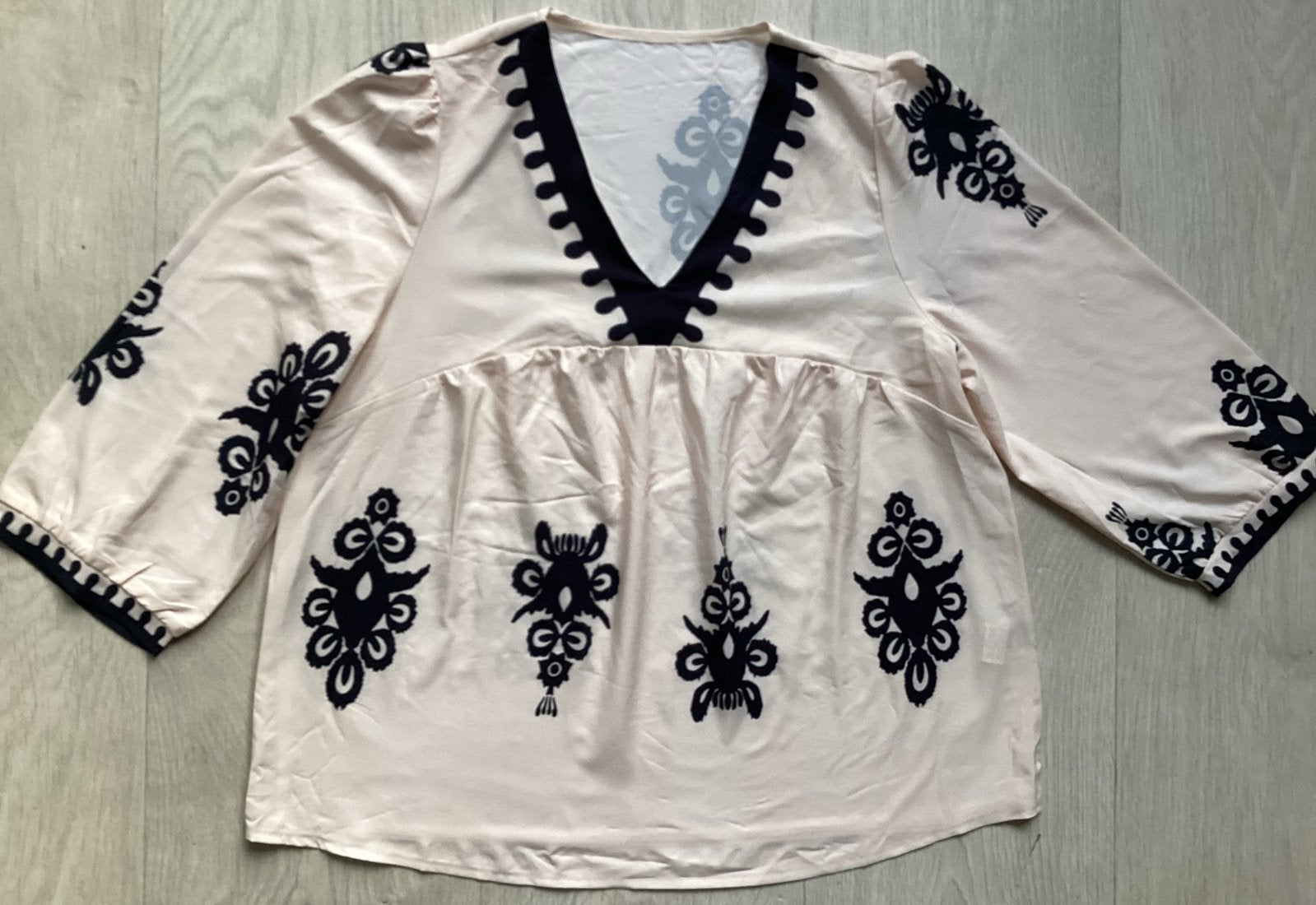 Blouse top met print Maat XL van Shein, Beige, Maat 46/48 (XL) of groter, Ophalen of Verzenden, Zo goed als nieuw