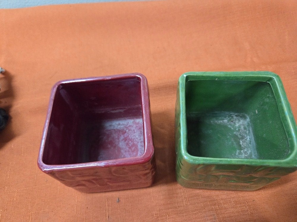 bloempotjes groen en rood vintage look, Ophalen of Verzenden, 'T Olde Gre-j, Info@toldegrej.nl, Endepoelstraat 20f Didam