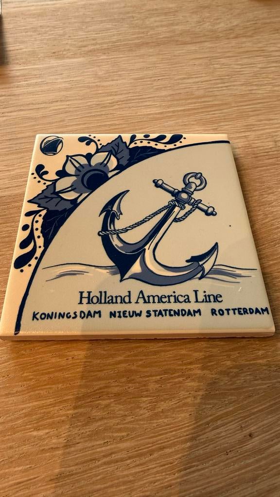 Holland America Line onderzetter - Delfts blauw anker, Antiek en Kunst, Ophalen of Verzenden