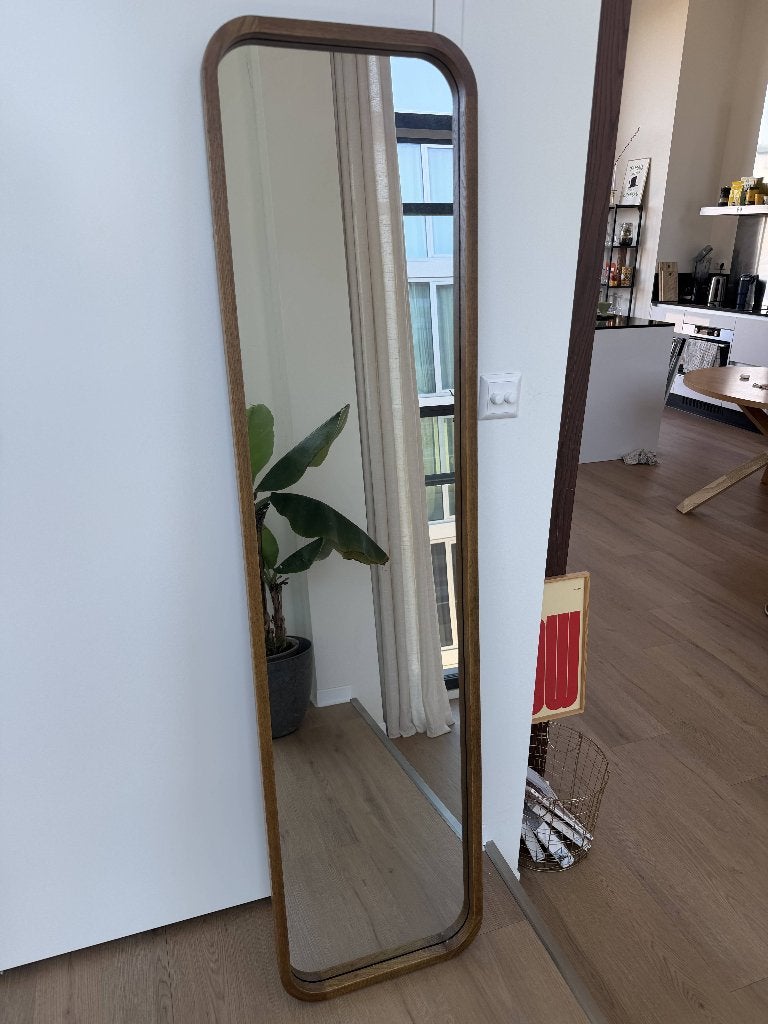 RONDE VERTICALE SPIEGEL MET LIJST, Ophalen, Minder dan 50 cm, Rond, Zo goed als nieuw