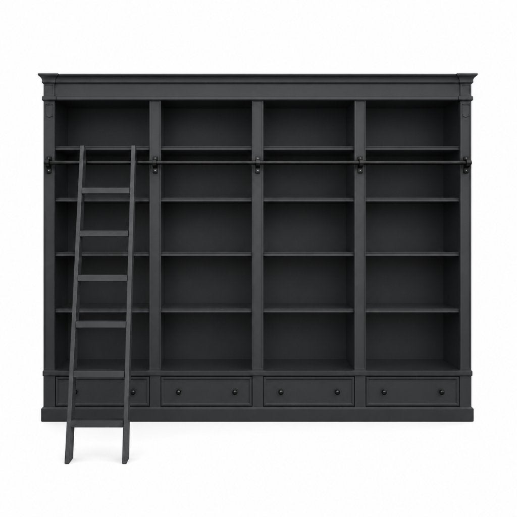 Showmodel boekenkast 330x40x240H cm - RAL 7021 WEG=WEG, Met plank(en), 200 cm of meer, 25 tot 50 cm, Overige houtsoorten