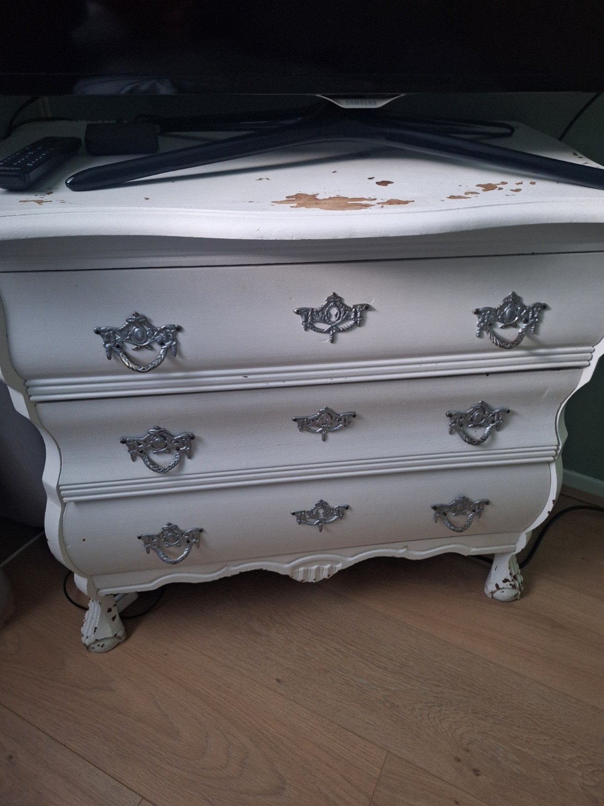 Antieke ladekast / commode - wit, barok stijl, Gebruikt, Barok, Brocante, Vintage, Met lade(s), 25 tot 50 cm