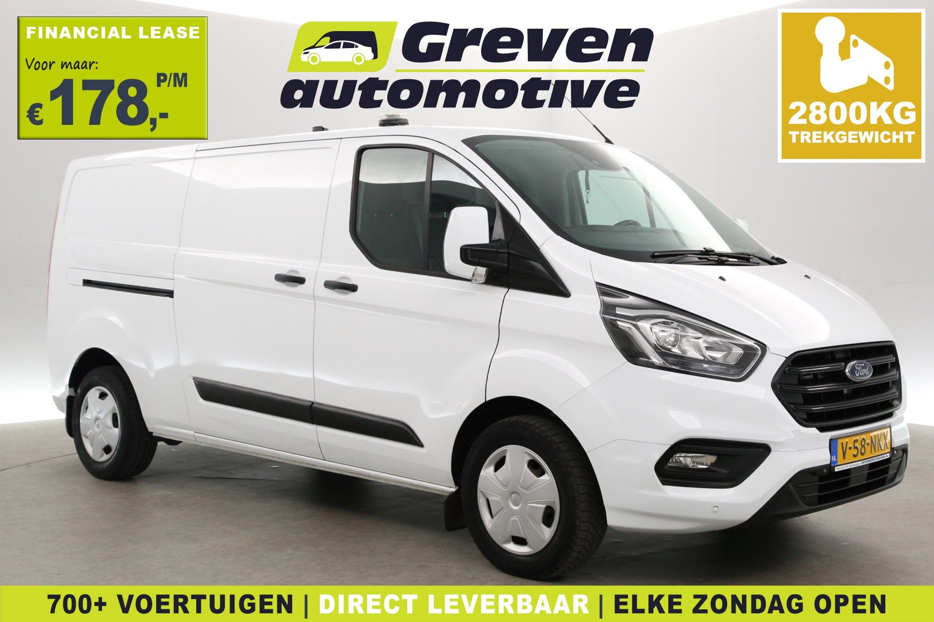 Ford Transit Custom 2.0 TDCI L2H1 170PK | 2800KG Trekgew. |, Voorwielaandrijving, Euro 6, 4 cilinders, 2800 kg