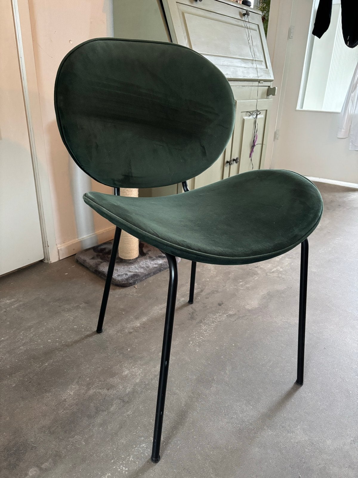 4 groene velours stoeltjes (Kwantum), Ophalen, Gebruikt, Overige kleuren, Vier