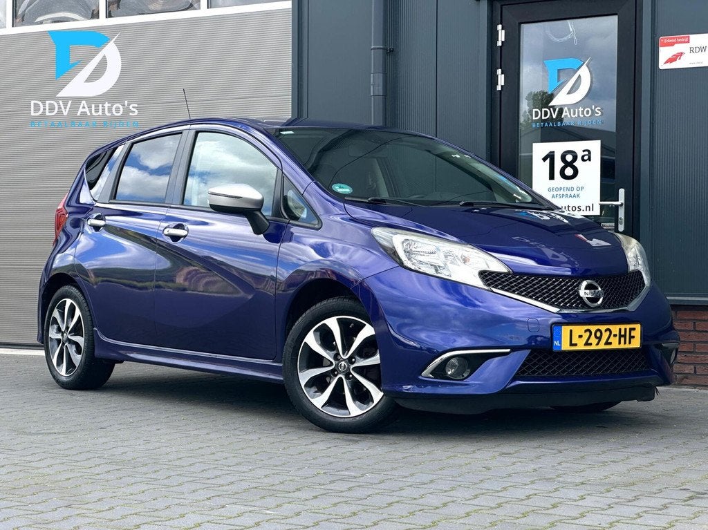 Nissan Note 1.2/80pk N-TEC|Nwe APK|Cruise|Climate|Camera|Sto, Euro 6, Blauw, 49 €/maand, 430 kg