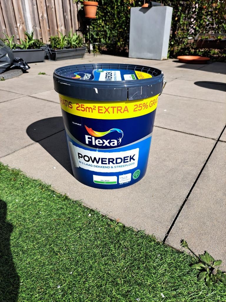 Flexa Powerdek Verf RAL 9010 Latex, Ophalen, Wit, 10 tot 15 liter, Verf