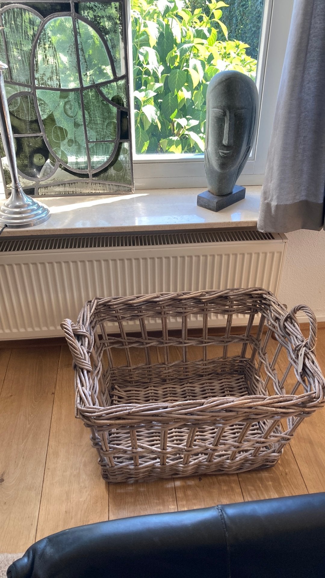 Prachtige brocante rieten mand !48x62cm, Huis en Inrichting, Ophalen, Gevlochten, Mand, Zo goed als nieuw
