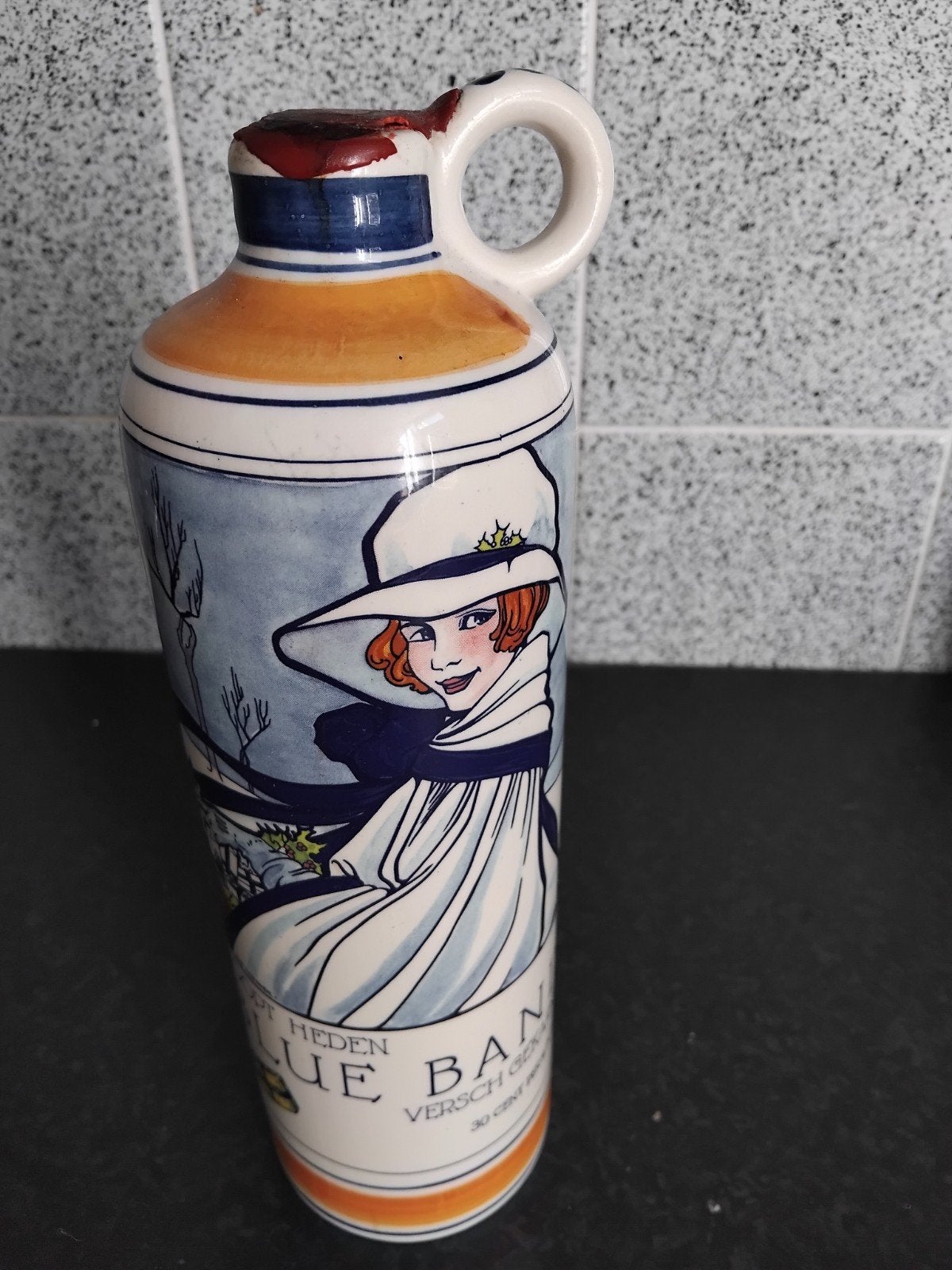 Vintage Van den Bergh Blue Band Kruik / Rie Cramer / Jenever, Antiek en Kunst, Ophalen of Verzenden