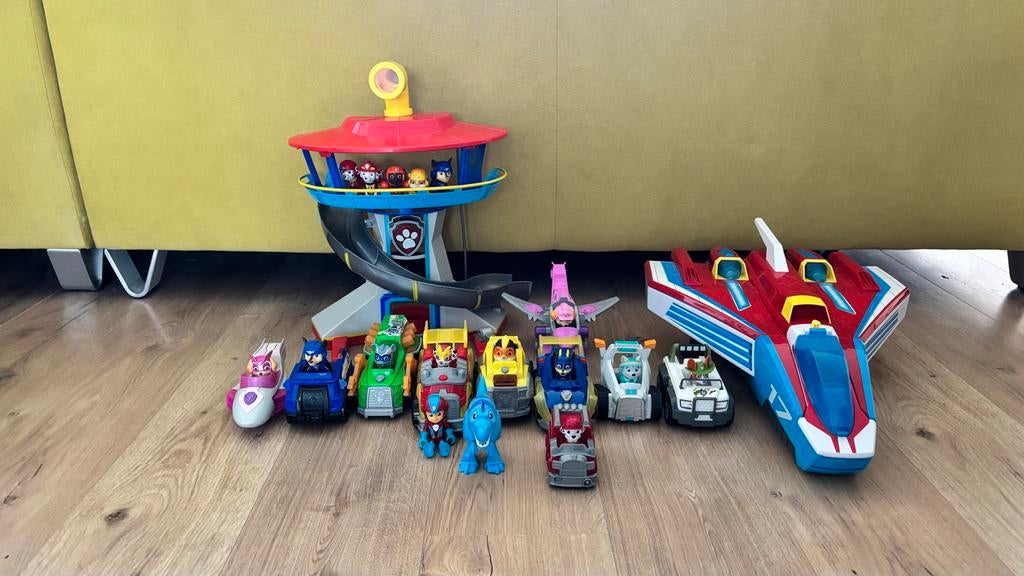 Paw Patrol collectie met uitkijk en Mighty vliegtuig, Ophalen, Gebruikt, Jongen of Meisje