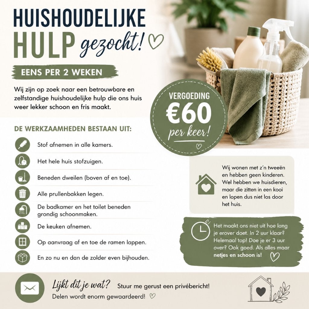 Huishoudelijke hulp gezocht in Nijverdal, Schoonmaken