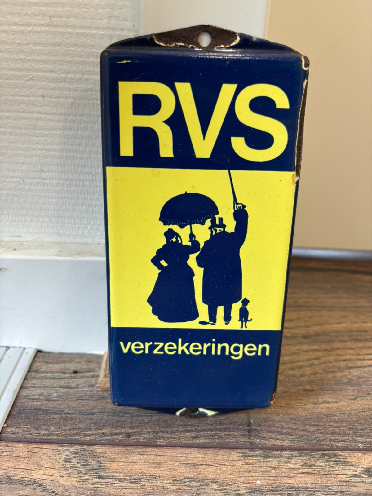 Emaille Deurpostje RVS Verzekeringen, Antiek en Kunst, Ophalen of Verzenden