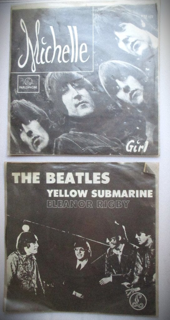 Beatles~Michelle en Yellow Submarine~2x Vinyl 1966~Originel, Gebruikt, 7 inch, Ophalen of Verzenden, Beschermende buitenhoes
