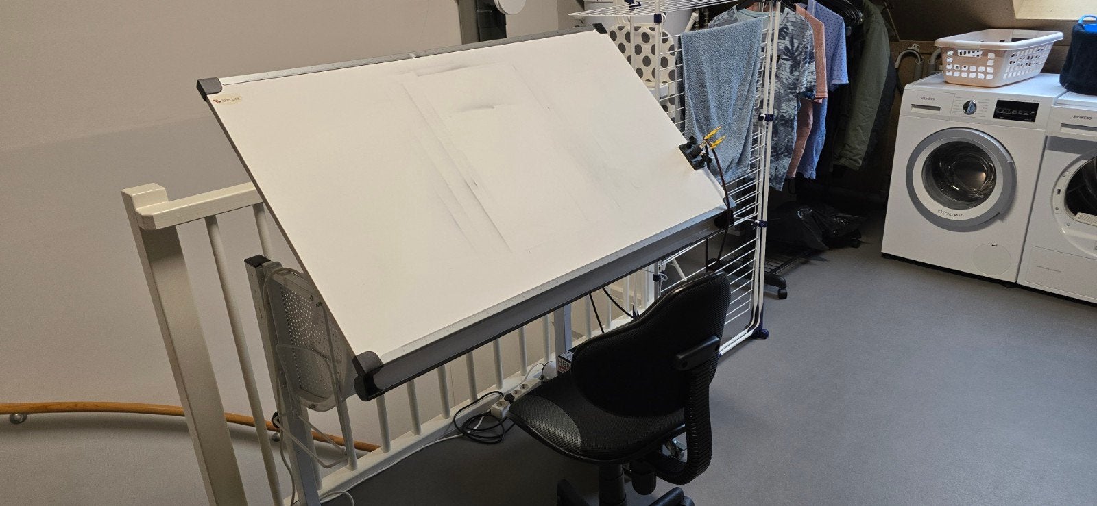 Tekentafel met verstelbaar blad en stoel, Ophalen, Gebruikt, Minder dan 130 cm