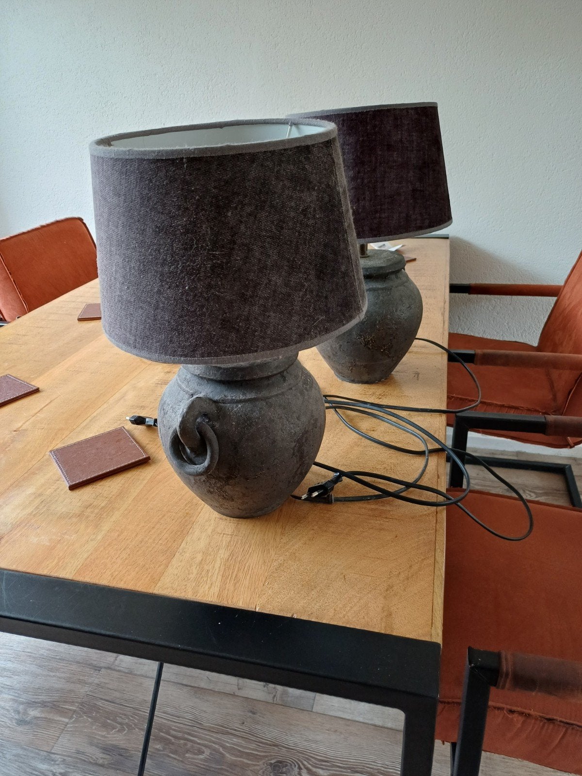 2 stenen tafel lampen met kap, Ophalen of Verzenden, Rond, 50 cm of meer