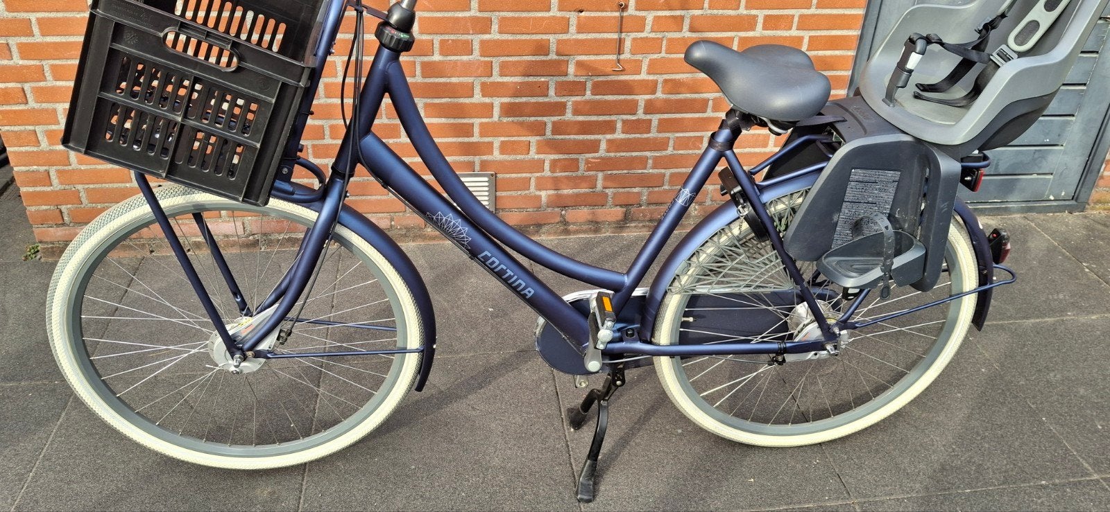 Cortina moederfiets met 7 versnellingen en Bobike zitje, 56 cm of meer, Zo goed als nieuw, Mandje, Ophalen