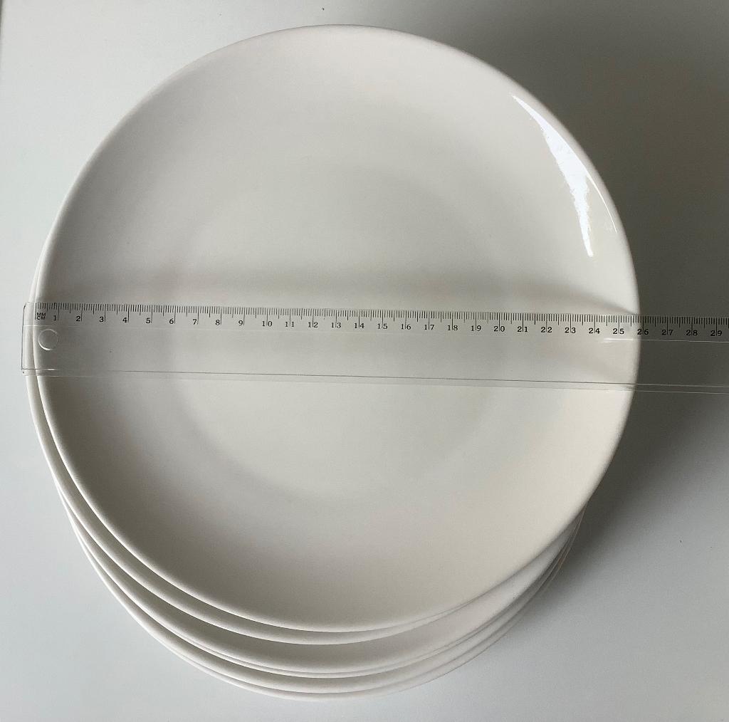 6 platte borden 26 cm doorsnee, Huis en Inrichting, Keuken | Servies, Gebruikt, Ophalen of Verzenden, Bord(en), Effen
